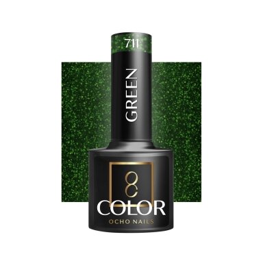 OCHO NAILS ilgalaikis hibridinis nagų lakas manikiūrui GREEN 711, 5 g. OCHO NAILS ilgalaikis hibridinis nagų lakas manikiūrui GREEN 711, 5 g.