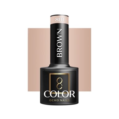 OCHO NAILS ilgalaikis hibridinis nagų lakas manikiūrui BROWN 801, 5 g. OCHO NAILS ilgalaikis hibridinis nagų lakas manikiūrui BROWN 801, 5 g.