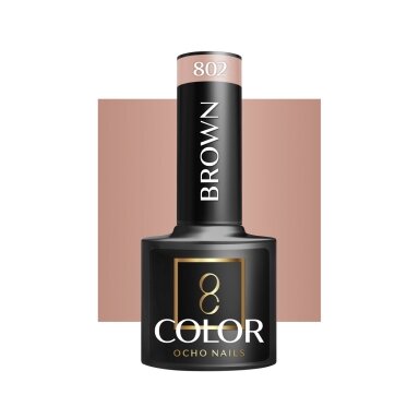 OCHO NAILS ilgalaikis hibridinis nagų lakas manikiūrui BROWN 802, 5 g. OCHO NAILS ilgalaikis hibridinis nagų lakas manikiūrui BROWN 802, 5 g.