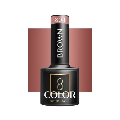 OCHO NAILS ilgalaikis hibridinis nagų lakas manikiūrui BROWN 804, 5 g. OCHO NAILS ilgalaikis hibridinis nagų lakas manikiūrui BROWN 804, 5 g.
