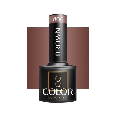 OCHO NAILS ilgalaikis hibridinis nagų lakas manikiūrui BROWN 806, 5 g.