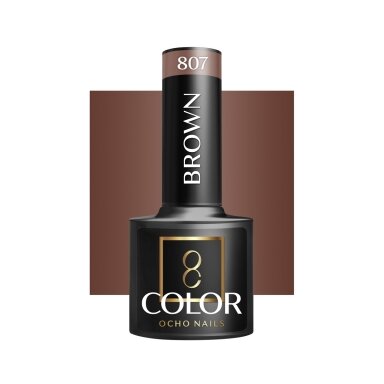 OCHO NAILS ilgalaikis hibridinis nagų lakas manikiūrui BROWN 807, 5 g. OCHO NAILS ilgalaikis hibridinis nagų lakas manikiūrui BROWN 807, 5 g.