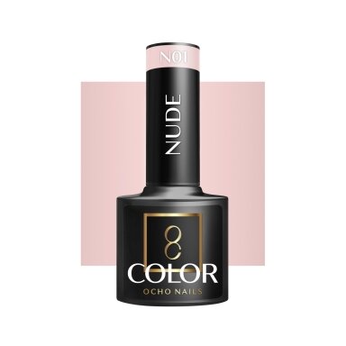 OCHO NAILS ilgalaikis hibridinis nagų lakas manikiūrui NUDE N01, 5 g. OCHO NAILS ilgalaikis hibridinis nagų lakas manikiūrui NUDE N01, 5 g.