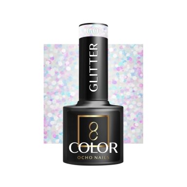 OCHO NAILS ilgalaikis hibridinis nagų lakas manikiūrui GLITTER G01, 5 g.
