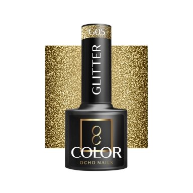 OCHO NAILS ilgalaikis hibridinis nagų lakas manikiūrui GLITTER G05, 5 g.