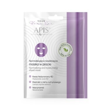 APIS HOME SPA normalizuojanti ir drėkinanti lakštinė veido odos kaukė su Niocinamidu bei hialurono rugštimis, 20 g. APIS HOME SPA normalizuojanti ir drėkinanti lakštinė veido odos kaukė su Niocinamidu bei hialurono rugštimis, 20 g.
