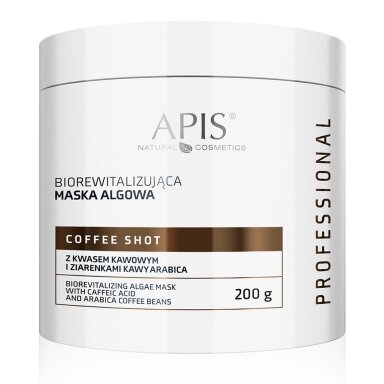 APIS COFFEE SHOT biorevitalizuojanti alginatinė kaukė su kavos rūgštimi ir kavos pupelėmis, 200 g. APIS COFFEE SHOT biorevitalizuojanti alginatinė kaukė su kavos rūgštimi ir kavos pupelėmis, 200 g.
