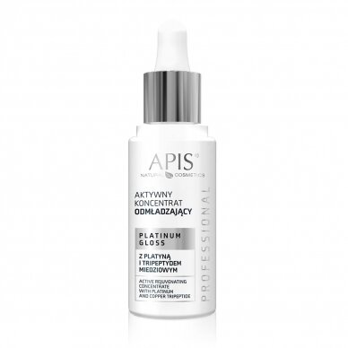 APIS aktyviai jauninantis koncentratas su platina ir vario tripeptidu, 30 ml. APIS aktyviai jauninantis koncentratas su platina ir vario tripeptidu, 30 ml.