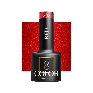 OCHO NAILS ilgalaikis hibridinis nagų lakas manikiūrui RED 202, 5 g. OCHO NAILS ilgalaikis hibridinis nagų lakas manikiūrui RED 202, 5 g.