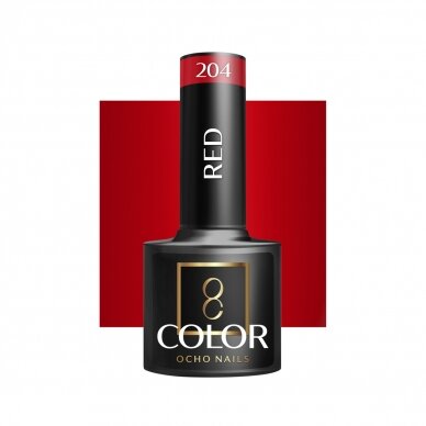 OCHO NAILS ilgalaikis hibridinis nagų lakas manikiūrui RED 204, 5 g. OCHO NAILS ilgalaikis hibridinis nagų lakas manikiūrui RED 204, 5 g.