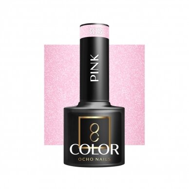 OCHO NAILS ilgalaikis hibridinis nagų lakas manikiūrui PINK 303, 5 g. OCHO NAILS ilgalaikis hibridinis nagų lakas manikiūrui PINK 303, 5 g.