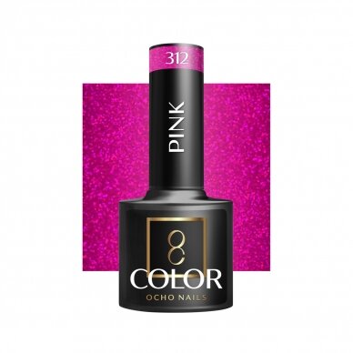 OCHO NAILS ilgalaikis hibridinis nagų lakas manikiūrui PINK 312, 5 g. OCHO NAILS ilgalaikis hibridinis nagų lakas manikiūrui PINK 312, 5 g.