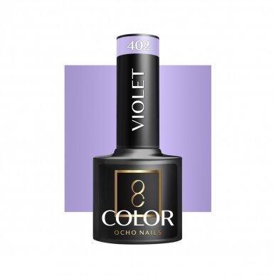 OCHO NAILS ilgalaikis hibridinis nagų lakas manikiūrui VIOLET 402, 5 g. OCHO NAILS ilgalaikis hibridinis nagų lakas manikiūrui VIOLET 402, 5 g.