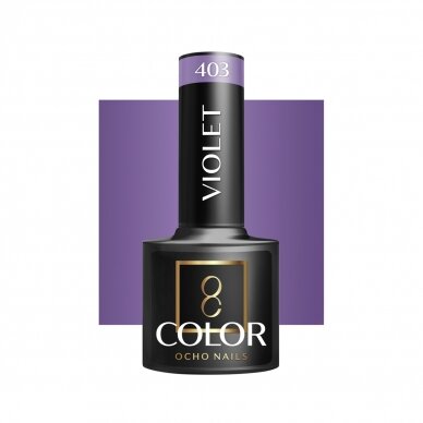 OCHO NAILS ilgalaikis hibridinis nagų lakas manikiūrui VIOLET 403, 5 g. OCHO NAILS ilgalaikis hibridinis nagų lakas manikiūrui VIOLET 403, 5 g.
