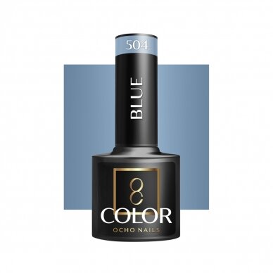 OCHO NAILS ilgalaikis hibridinis nagų lakas manikiūrui BLUE 504, 5 g. OCHO NAILS ilgalaikis hibridinis nagų lakas manikiūrui BLUE 504, 5 g.
