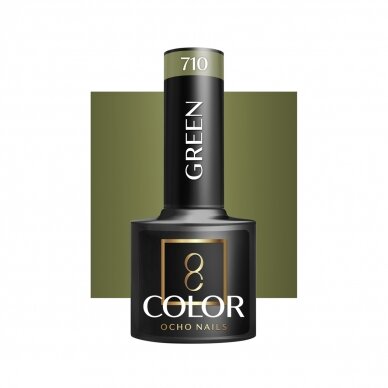 OCHO NAILS ilgalaikis hibridinis nagų lakas manikiūrui GREEN 710, 5 g. OCHO NAILS ilgalaikis hibridinis nagų lakas manikiūrui GREEN 710, 5 g.