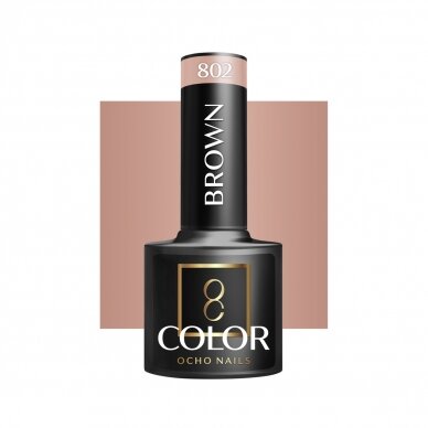 OCHO NAILS ilgalaikis hibridinis nagų lakas manikiūrui BROWN 802, 5 g. OCHO NAILS ilgalaikis hibridinis nagų lakas manikiūrui BROWN 802, 5 g.
