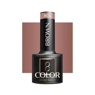 OCHO NAILS ilgalaikis hibridinis nagų lakas manikiūrui BROWN 805, 5 g. OCHO NAILS ilgalaikis hibridinis nagų lakas manikiūrui BROWN 805, 5 g.