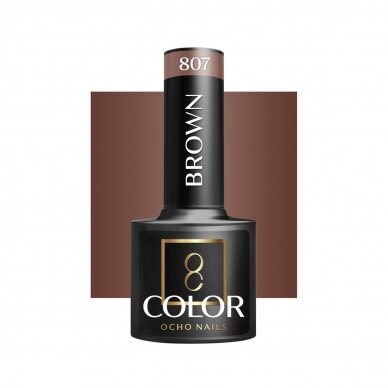 OCHO NAILS ilgalaikis hibridinis nagų lakas manikiūrui BROWN 807, 5 g. OCHO NAILS ilgalaikis hibridinis nagų lakas manikiūrui BROWN 807, 5 g.
