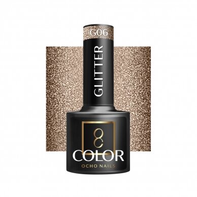 OCHO NAILS ilgalaikis hibridinis nagų lakas manikiūrui GLITTER G06, 5 g. OCHO NAILS ilgalaikis hibridinis nagų lakas manikiūrui GLITTER G06, 5 g.