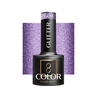 OCHO NAILS ilgalaikis hibridinis nagų lakas manikiūrui GLITTER G09, 5 g. OCHO NAILS ilgalaikis hibridinis nagų lakas manikiūrui GLITTER G09, 5 g.