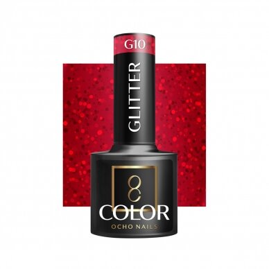 OCHO NAILS ilgalaikis hibridinis nagų lakas manikiūrui GLITTER G10, 5 g. OCHO NAILS ilgalaikis hibridinis nagų lakas manikiūrui GLITTER G10, 5 g.
