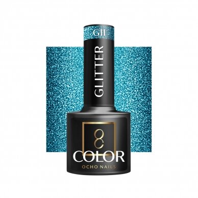 OCHO NAILS ilgalaikis hibridinis nagų lakas manikiūrui GLITTER G11, 5 g. OCHO NAILS ilgalaikis hibridinis nagų lakas manikiūrui GLITTER G11, 5 g.