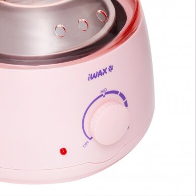 Profesionalus vaško šildytuvas skardinėms ir granulėms IWAX 100 400ML 100W, rožinės spalvos 4 Profesionalus vaško šildytuvas skardinėms ir granulėms IWAX 100 400ML 100W, rožinės spalvos 4