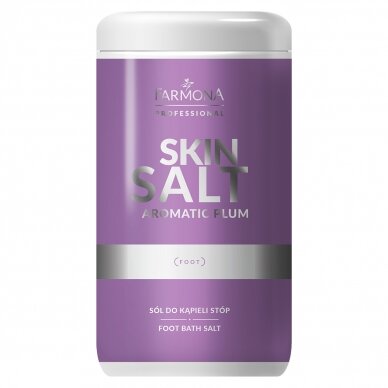 FARMONA aromaterapinė vonelių druska pėdų mirkimui ir minkštinimui pedikiūro metu SKIN SALT PLUM, 1400 g. FARMONA aromaterapinė vonelių druska pėdų mirkimui ir minkštinimui pedikiūro metu SKIN SALT PLUM, 1400 g.