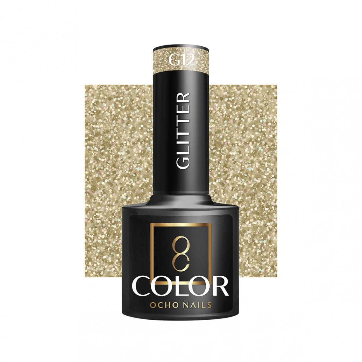OCHO NAILS ilgalaikis hibridinis nagų lakas manikiūrui GLITTER G12, 5 g. OCHO NAILS ilgalaikis hibridinis nagų lakas manikiūrui GLITTER G12, 5 g.