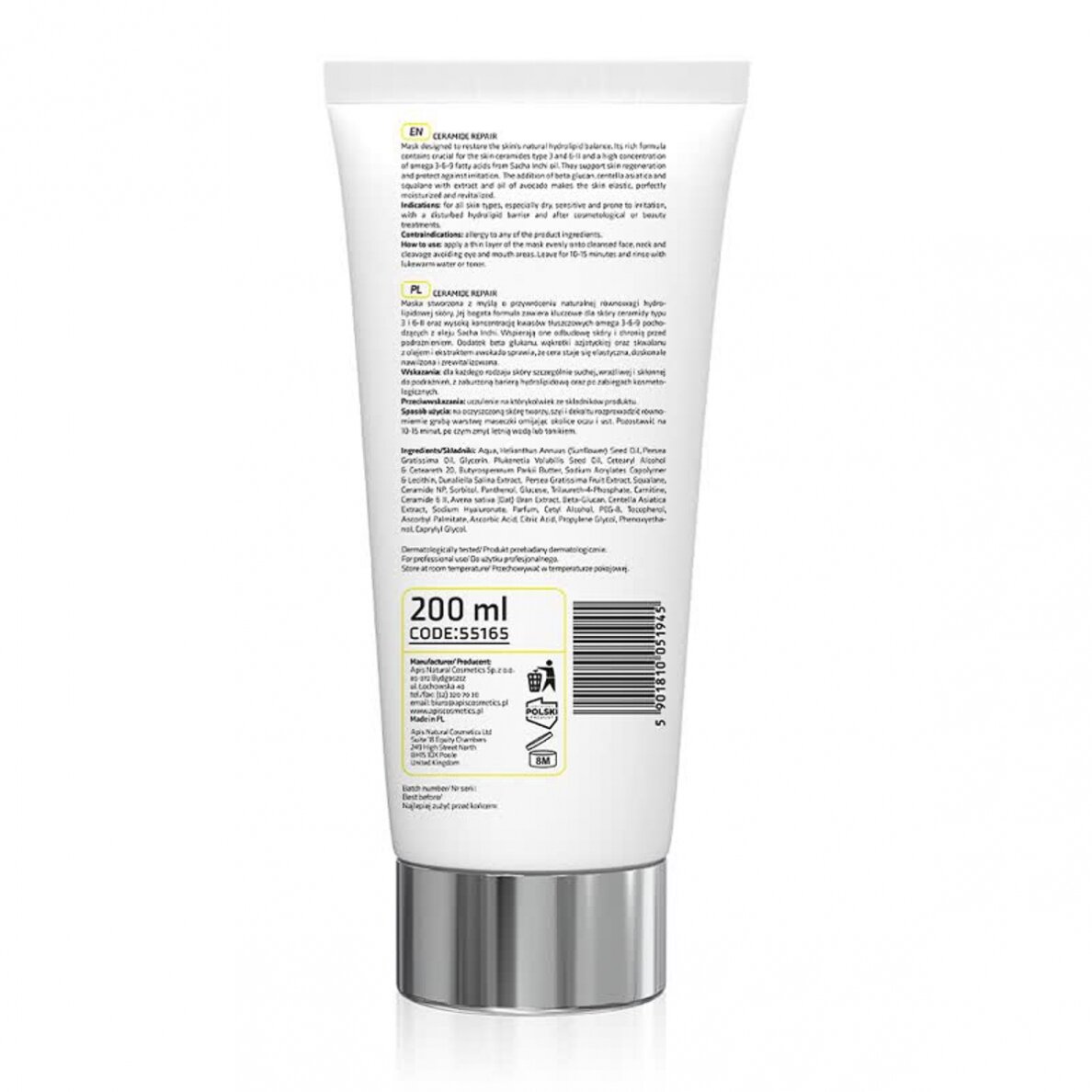 APIS CERAMIDE REPAIR regeneruojanti kaukė su keramidais ir beta gliukanu, 200 ml 1 APIS CERAMIDE REPAIR regeneruojanti kaukė su keramidais ir beta gliukanu, 200 ml 1