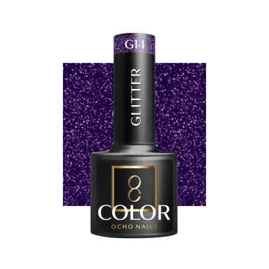 OCHO NAILS ilgalaikis hibridinis nagų lakas manikiūrui GLITTER G14, 5 g. OCHO NAILS ilgalaikis hibridinis nagų lakas manikiūrui GLITTER G14, 5 g.