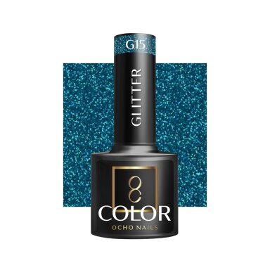OCHO NAILS ilgalaikis hibridinis nagų lakas manikiūrui GLITTER G15, 5 g. OCHO NAILS ilgalaikis hibridinis nagų lakas manikiūrui GLITTER G15, 5 g.