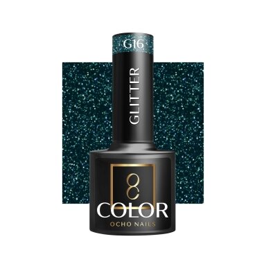 OCHO NAILS ilgalaikis hibridinis nagų lakas manikiūrui GLITTER G16, 5 g. OCHO NAILS ilgalaikis hibridinis nagų lakas manikiūrui GLITTER G16, 5 g.