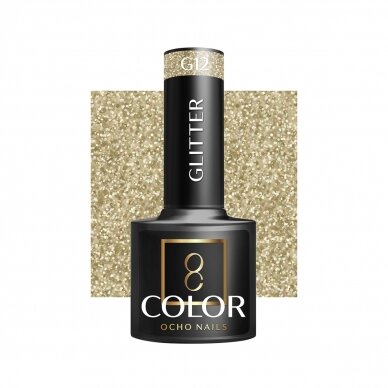 OCHO NAILS ilgalaikis hibridinis nagų lakas manikiūrui GLITTER G12, 5 g. OCHO NAILS ilgalaikis hibridinis nagų lakas manikiūrui GLITTER G12, 5 g.