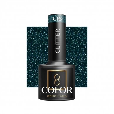 OCHO NAILS ilgalaikis hibridinis nagų lakas manikiūrui GLITTER G16, 5 g. OCHO NAILS ilgalaikis hibridinis nagų lakas manikiūrui GLITTER G16, 5 g.