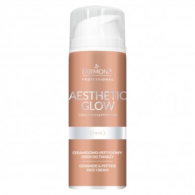FARMONA AESTHETIC GLOW veido kremas suteikiantis odai prabangaus švytėjimo su keramido-peptidų kompleksu bei kapsuliniu vitaminu E, 150 ml FARMONA AESTHETIC GLOW veido kremas suteikiantis odai prabangaus švytėjimo su keramido-peptidų kompleksu bei kapsuliniu vitaminu E, 150 ml