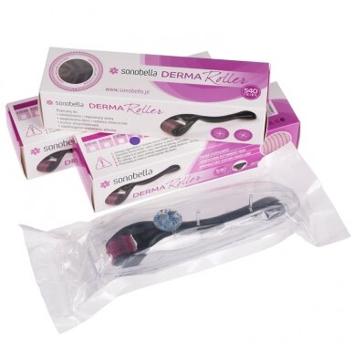 DERMA ROLLER mezoterapijai (0.5 mm) 540 plieno adatos SONOBELLA, 10 vnt. 1 DERMA ROLLER mezoterapijai (0.5 mm) 540 plieno adatos SONOBELLA, 10 vnt. 1