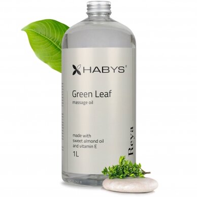 HABYS REYA Green Leaf kūno masažo aliejus su žaliąja arbata, migdolų aliejumi ir vitaminu E 3 HABYS REYA Green Leaf kūno masažo aliejus su žaliąja arbata, migdolų aliejumi ir vitaminu E 3