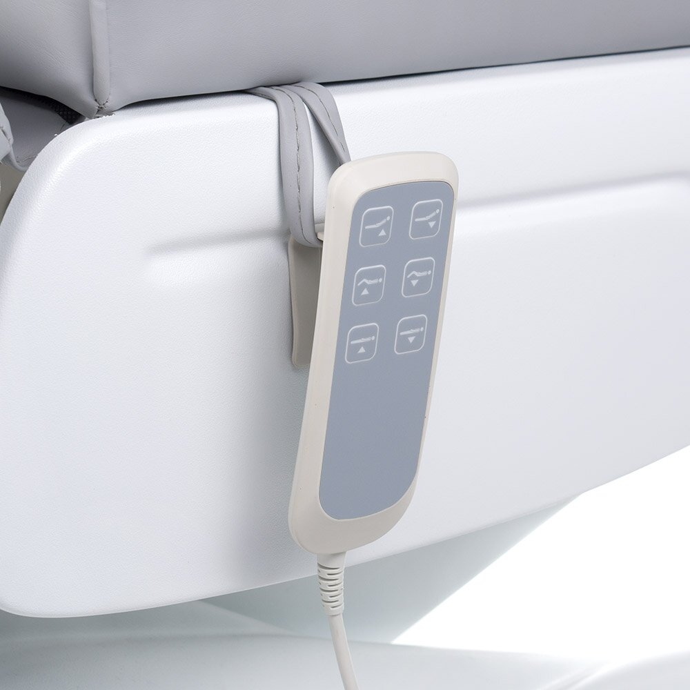 Profesionalus elektrinis gultas-lova kosmetologams LUX BW-273B, 3 variklių, šviesiai pilkos spalvos 6 Profesionalus elektrinis gultas-lova kosmetologams LUX BW-273B, 3 variklių, šviesiai pilkos spalvos 6