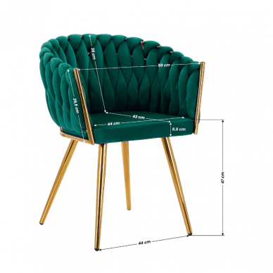 4Rico grožio salono laukiamojo kėdė QS-GW06G, žalias aksomas 7 4Rico grožio salono laukiamojo kėdė QS-GW06G, žalias aksomas 7