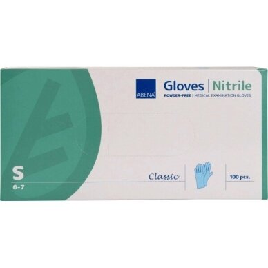 ABENA vienkartinės nitrilinės pirštinės be pudros BLUE, 100 vnt. 1