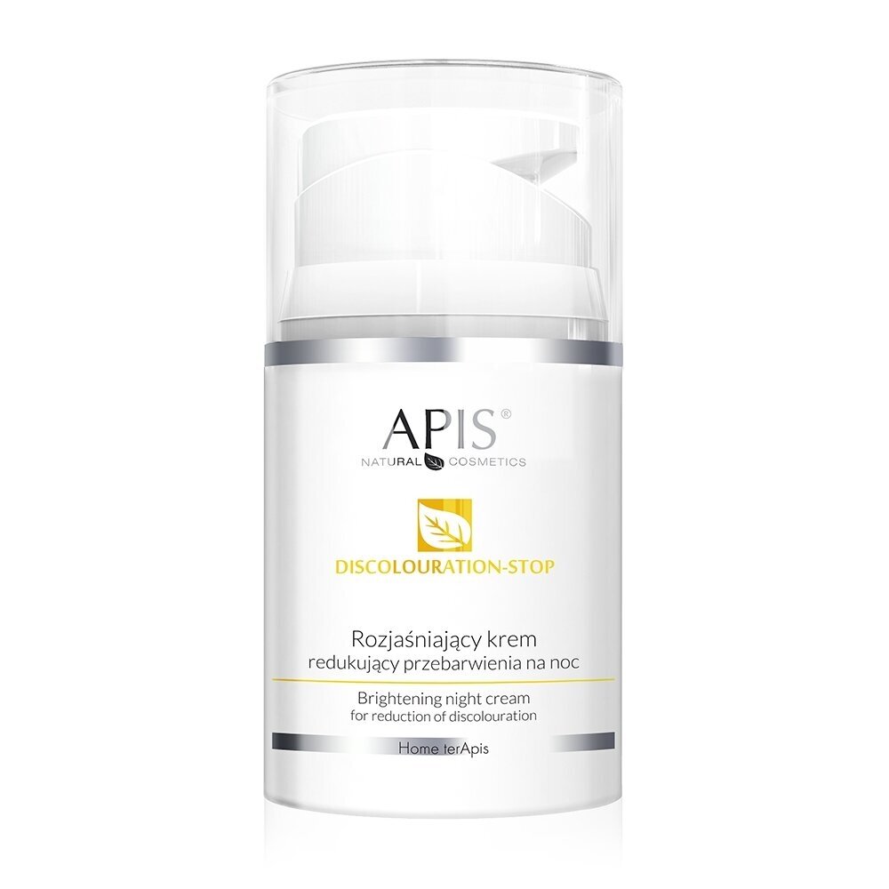 APIS DISCOLOURATION-STOP skaistinamasis, mažinantis odos spalvos pokyčius, naktinis veido kremas, 50 ml. APIS DISCOLOURATION-STOP skaistinamasis, mažinantis odos spalvos pokyčius, naktinis veido kremas, 50 ml.