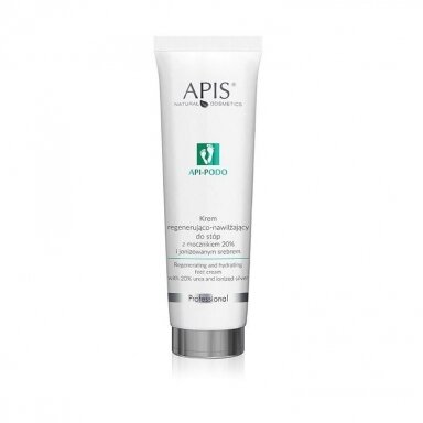 APIS API-PODO regeneruojantis ir drėkinantis pėdų kremas su jonizuotu sidabru bei kanapių aliejumi, 100 ml.