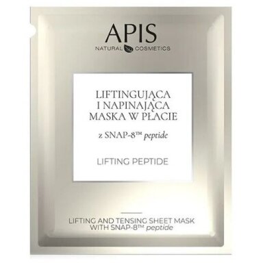 APIS HOME SPA intensyviai odą stanginanti bei liftinguojanti lakštinė veido kaukė su biomimetiniu SNAP-8™ peptidu ir 4D hialurono rūgštimi, 20 g. APIS HOME SPA intensyviai odą stanginanti bei liftinguojanti lakštinė veido kaukė su biomimetiniu SNAP-8™ peptidu ir 4D hialurono rūgštimi, 20 g.