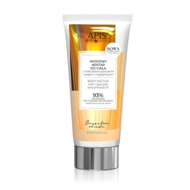 APIS drėkinamasis ir lyginantis kūną nektaras su medumi, bičių pienu ir argano aliejumi, 200 ml. APIS drėkinamasis ir lyginantis kūną nektaras su medumi, bičių pienu ir argano aliejumi, 200 ml.