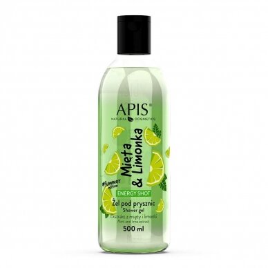APIS Energy Shot dušo želė kūnui su mėtu ir laimu ekstraktu, 500 ml APIS Energy Shot dušo želė kūnui su mėtu ir laimu ekstraktu, 500 ml