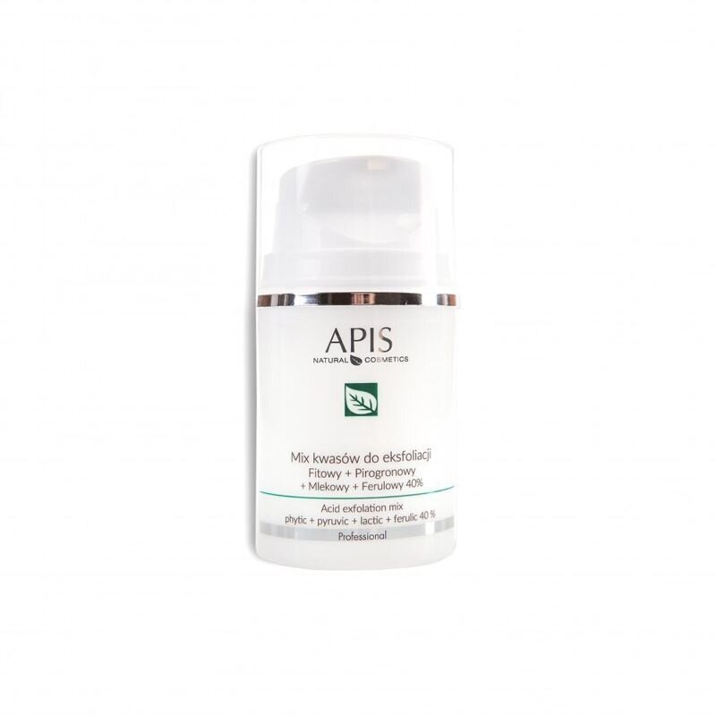 APIS PROFESSIONAL  profesionalus kosmetologinių rūgščių miksas 40%: fitono + vynuogių + pieno + ferulo, 50 ml.