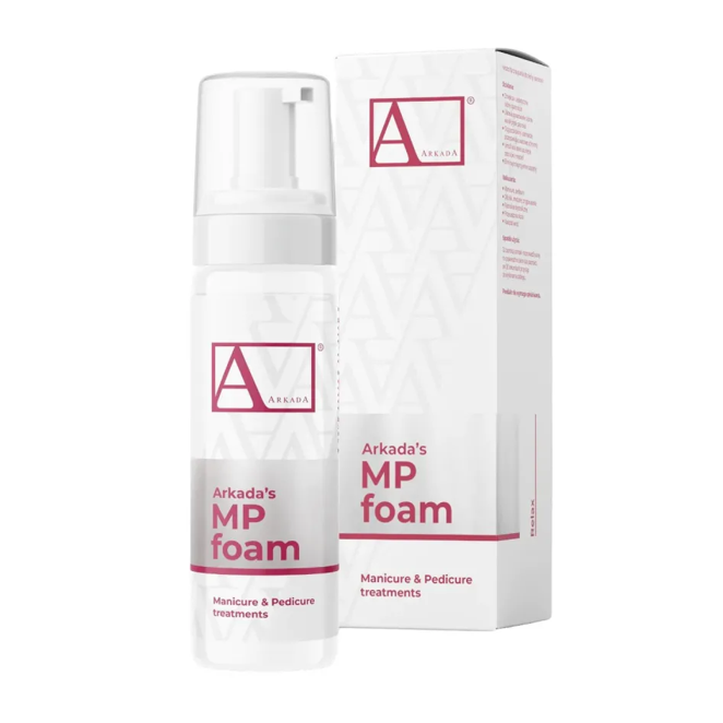 ARKADA MP FOAM keratolizinės putos nagams su antibakterinėmis ir priešgrybelinėmis savybėmis, 150ml ARKADA MP FOAM keratolizinės putos nagams su antibakterinėmis ir priešgrybelinėmis savybėmis, 150ml