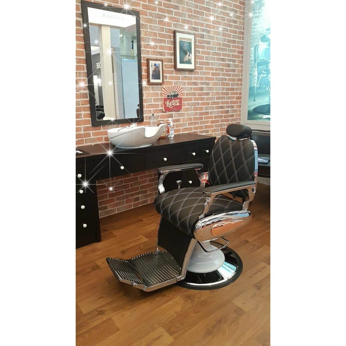 BARBER kirpyklos konsolė, juodos spalvos 1 BARBER kirpyklos konsolė, juodos spalvos 1